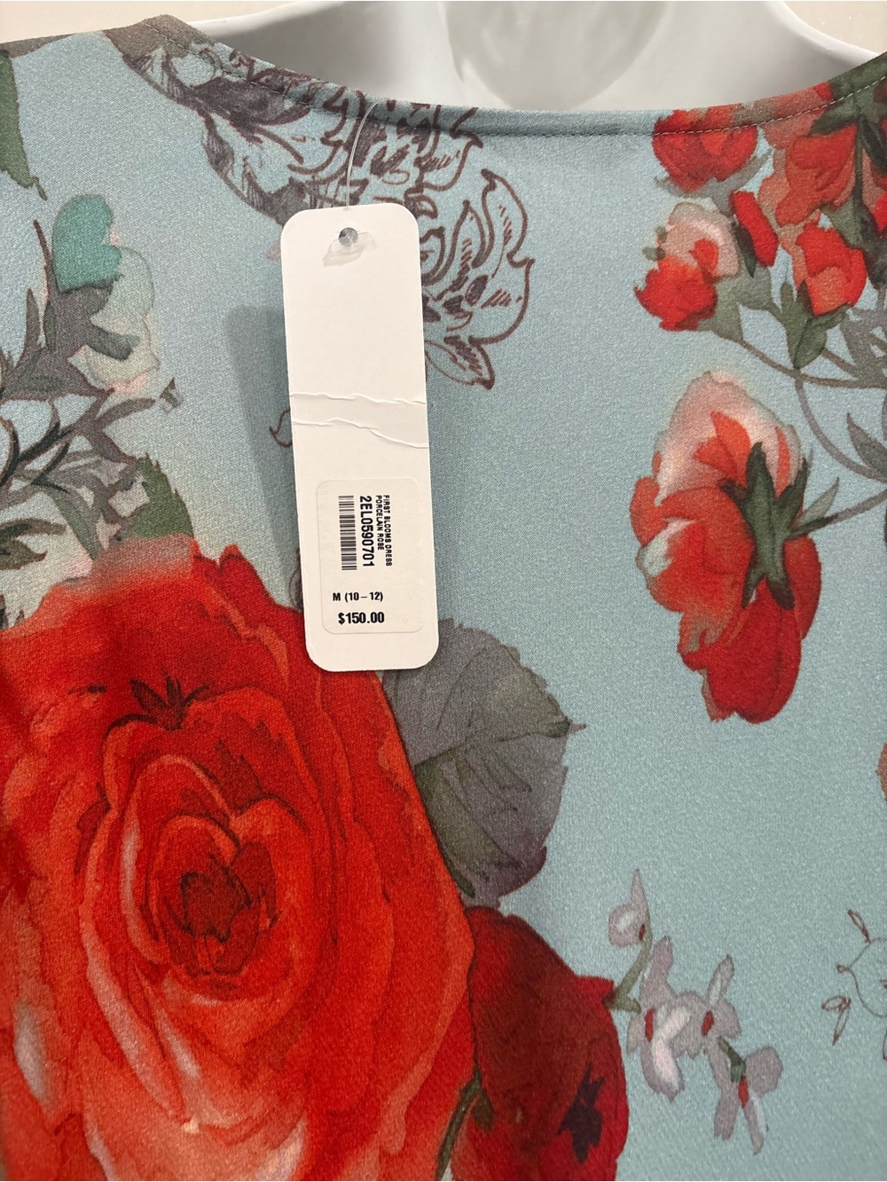 Soft Surroundings Light Blue Maxi Dress with Red Floral Print - Picture 8 of 10